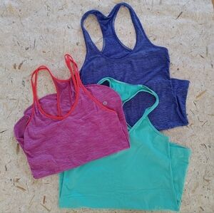Lululemon Set of Three Athletic Tank Tops Workout Wear Fits Small or Extra Small
